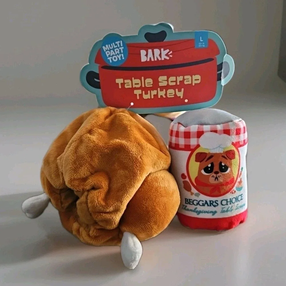 2pc Bark Box Dog Toy Turkey Thanksgiving Cranberry Can Crinkle Large 50+ Pounds